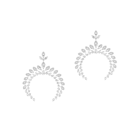Desert Bloom 18K White Gold Wild Moon Diamond Earrings