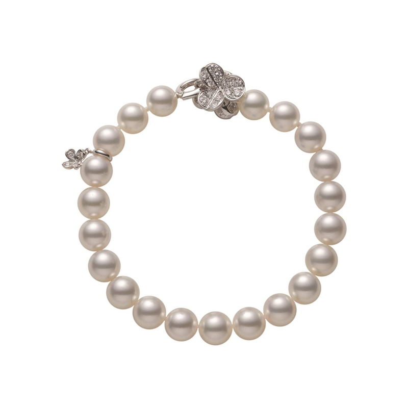 Mikimoto Jewelry - Classic Elegance 18K White Gold Akoya Cultured Pearl & Diamond Bracelet | Manfredi Jewels