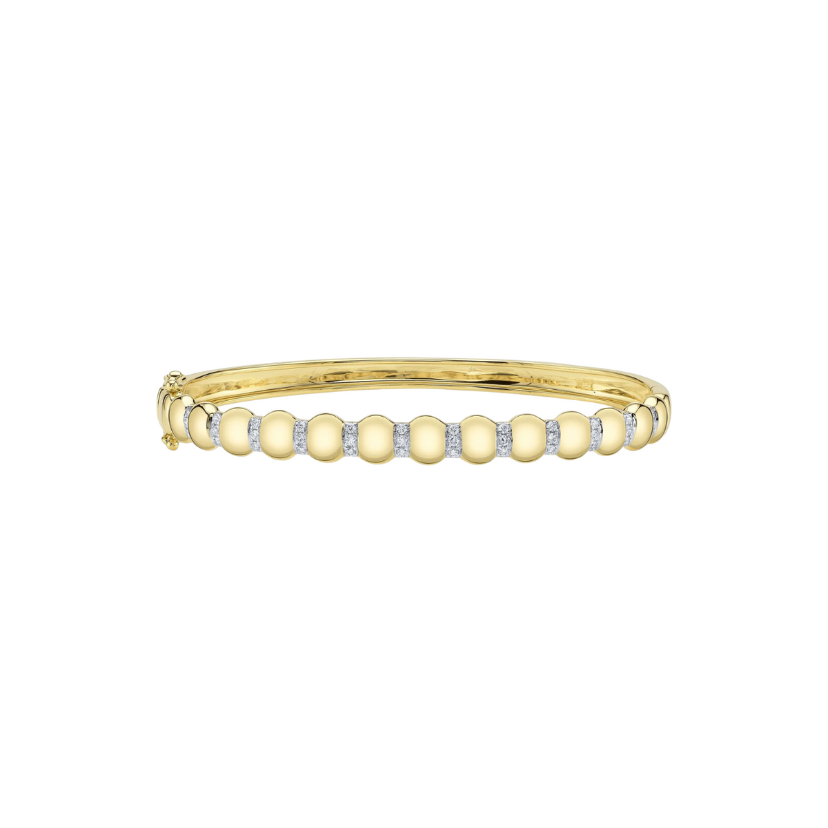 Shy Creation Jewelry - 14K Yellow Gold Alternating Diamond Bangle | Manfredi Jewels