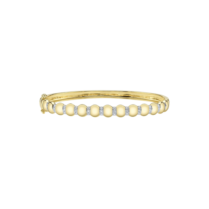 Shy Creation Jewelry - 14K Yellow Gold Alternating Diamond Bangle | Manfredi Jewels