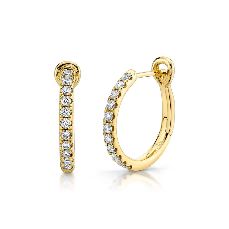 14K Yellow Gold & Diamond Hoop Earring
