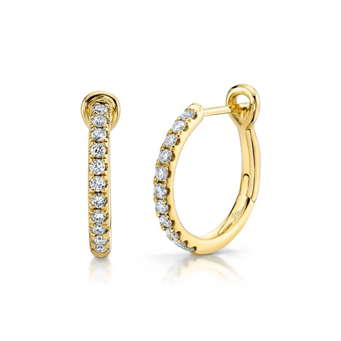14K Yellow Gold & Diamond Hoop Earring