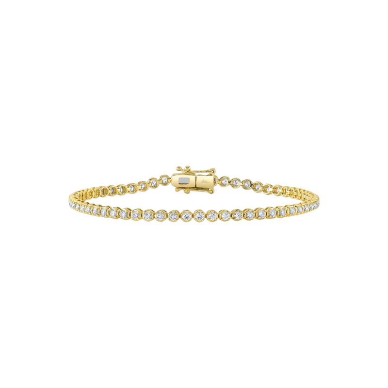 14K Yellow Gold Crown Setting Tennis Bracelet