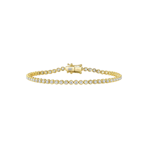14K Yellow Gold Crown Setting Tennis Bracelet