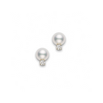 Classic Elegance 18K Yellow Gold Akoya Cultured Pearl & Diamond Small Drop Earrings