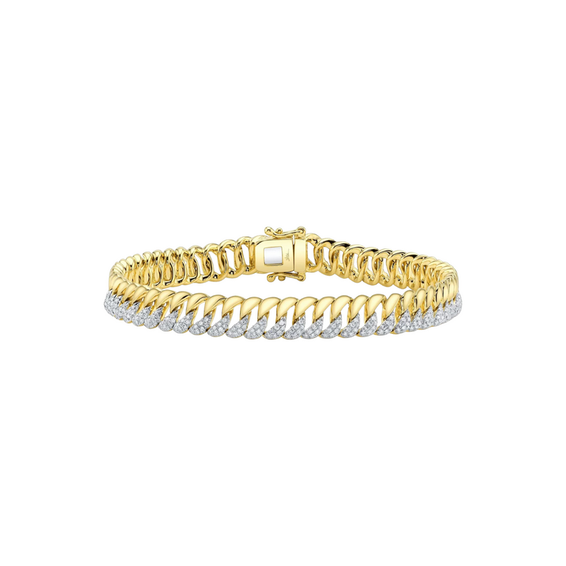 14K Yellow Gold & Diamond Link Bracelet