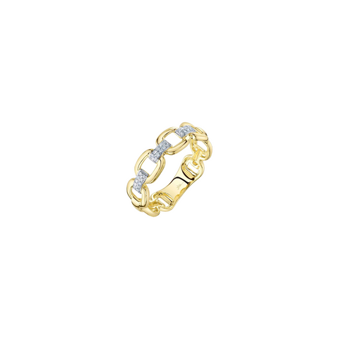 14K Yellow Gold & Diamond Link Ring
