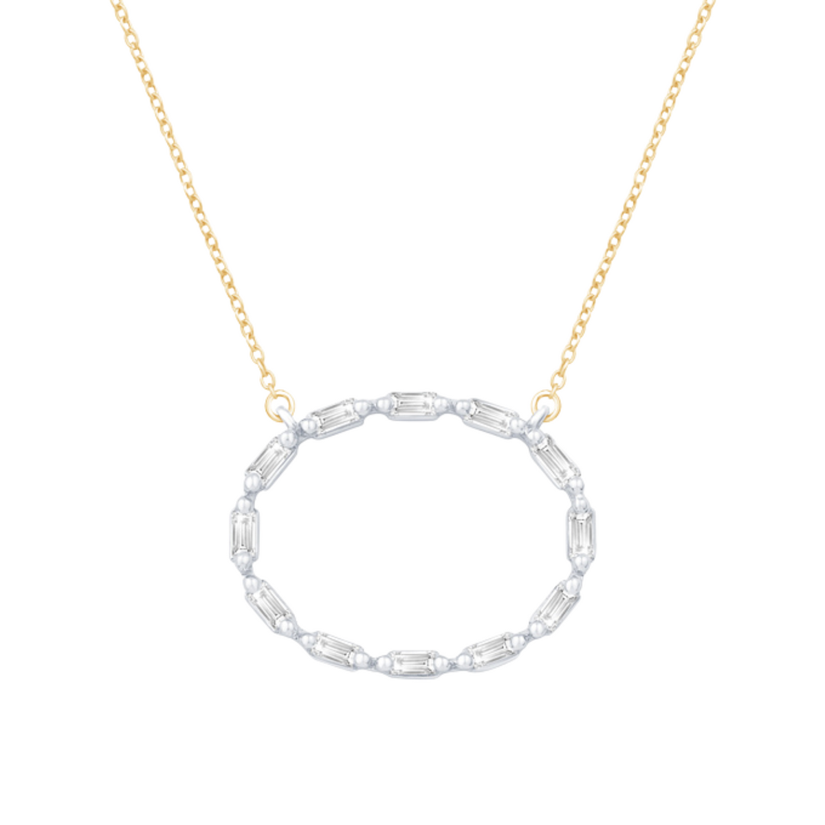Manfredi Jewels Jewelry - 14K Yellow & White Gold with Diamond Open Oval Necklace | Manfredi Jewels