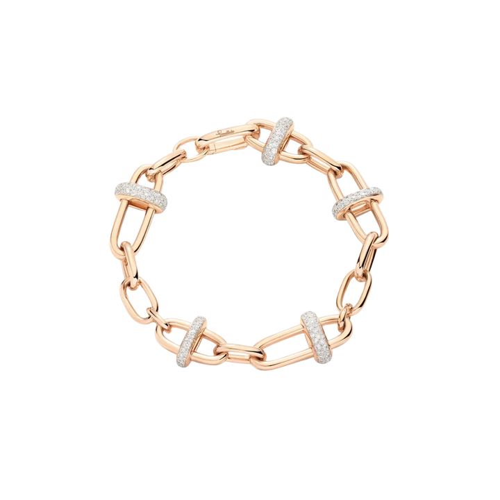 Pomellato Jewelry - Iconica 18K Rose Gold Diamond Banded Chain Bracelet | Manfredi Jewels