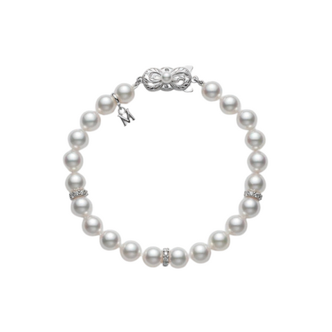 18K White Gold & Diamond Akoya Cultured Pearl Bracelet