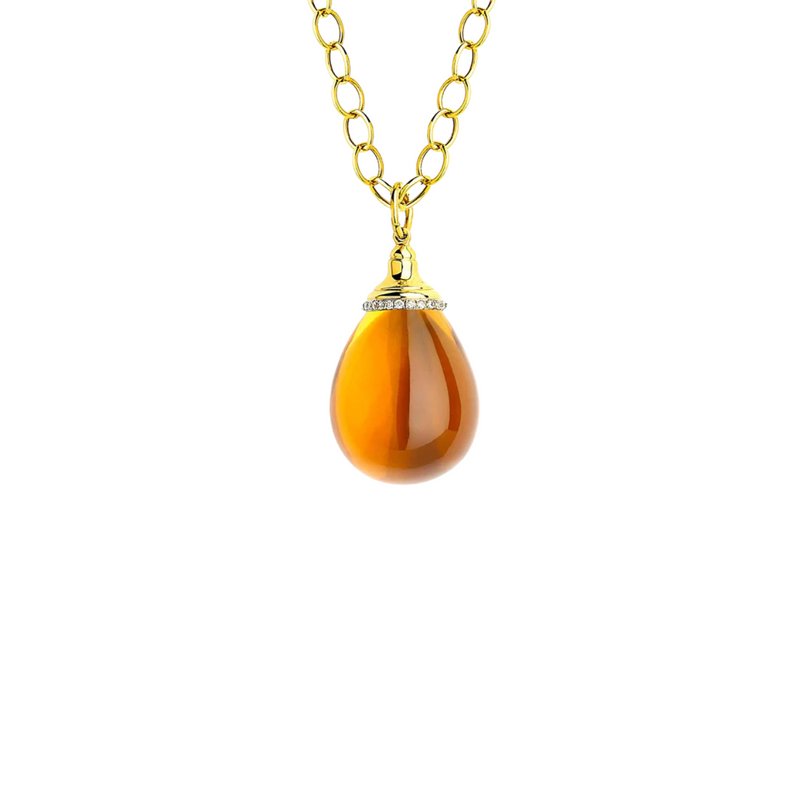 18K Yellow Gold & Citrine Mogul Drop Pendant