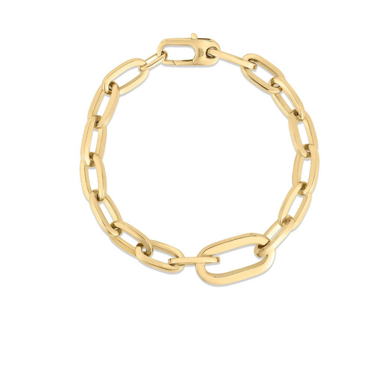 18K Yellow Gold Single Large Link Paperclip Bracelet