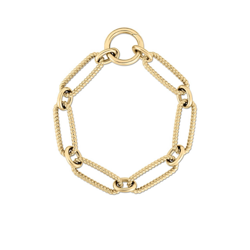Roberto Coin - 18K Yellow Gold Alternating Fluted Paperclip & Oval Link Bracelet | Manfredi Jewels