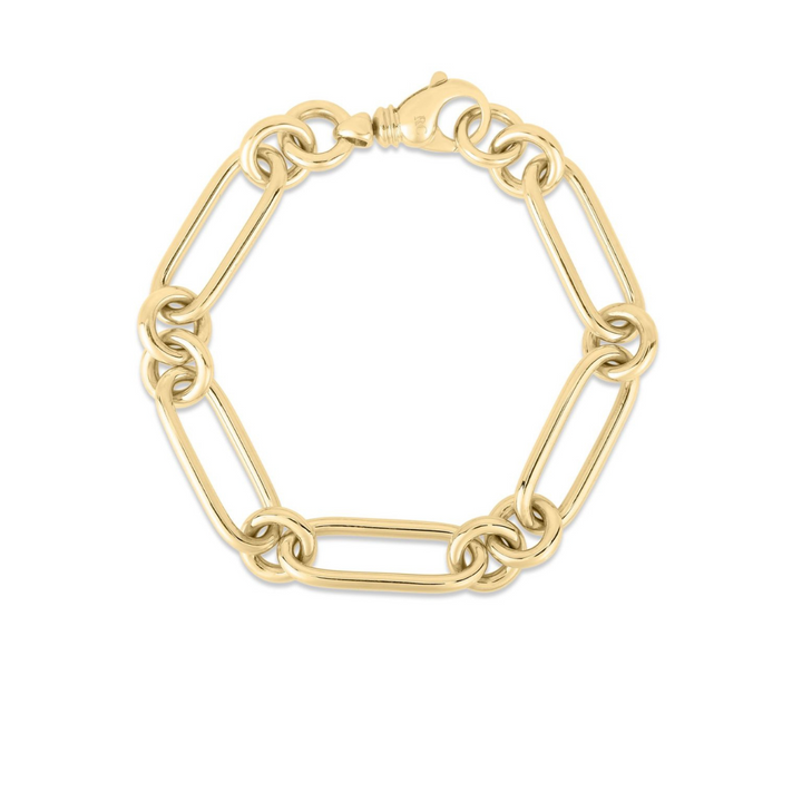 Roberto Coin Jewelry - 18K Yellow Gold Classic Bold Alternating Link Bracelet | Manfredi Jewels