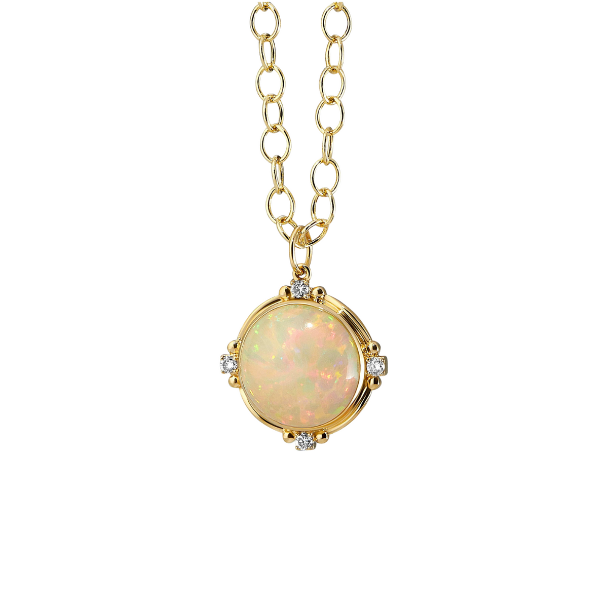 Syna Jewelry - 18K Yellow Gold Diamond & Ethiopian Opal Pendant | Manfredi Jewels