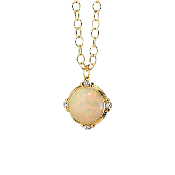Syna Jewelry - 18K Yellow Gold Diamond & Ethiopian Opal Pendant | Manfredi Jewels