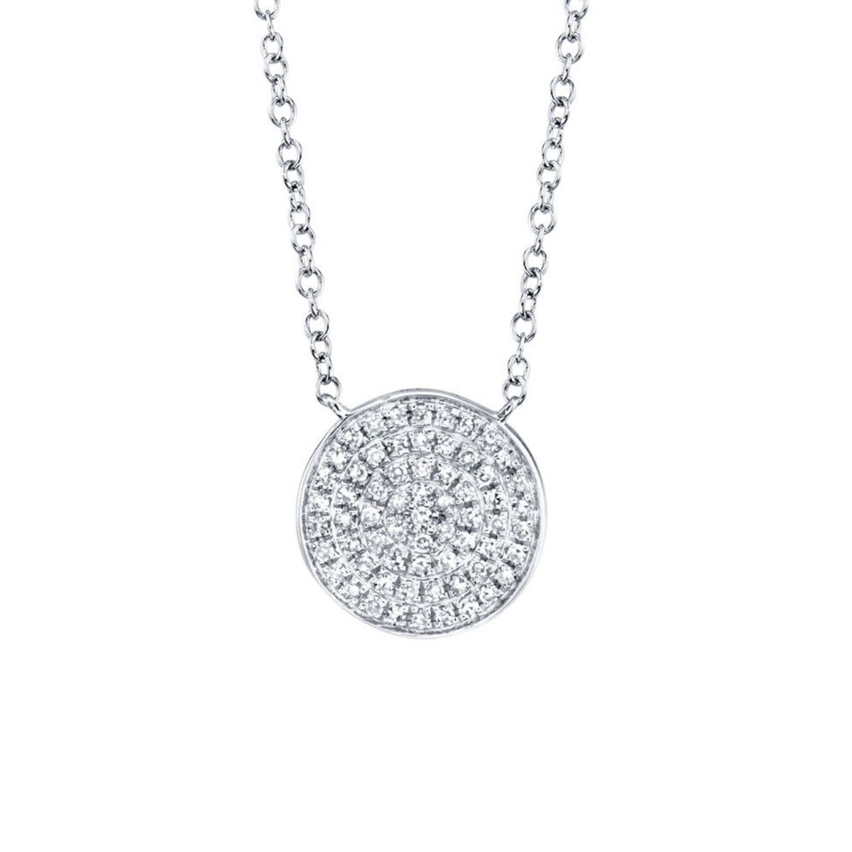 Shy Creation - 14K White Gold & Diamond Pave Circle Necklace | Manfredi Jewels