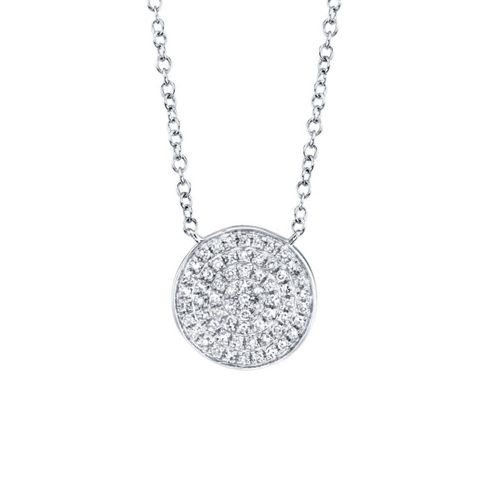 Shy Creation - 14K White Gold & Diamond Pave Circle Necklace | Manfredi Jewels