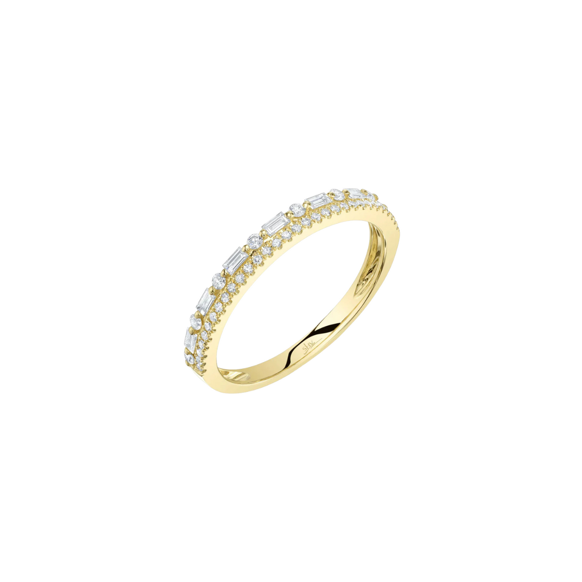 Shy Creation Jewelry - 14K Yellow Gold & Diamond Baguette Band | Manfredi Jewels
