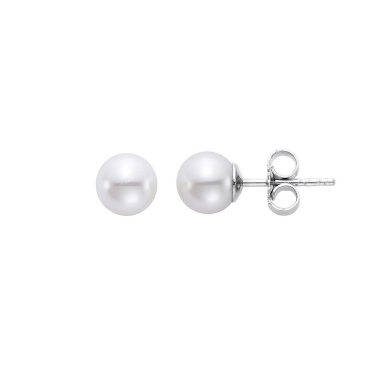 Mastoloni Akoya Pearl 18K White Gold 7-7.5mm White A Pearl Stud Earrings