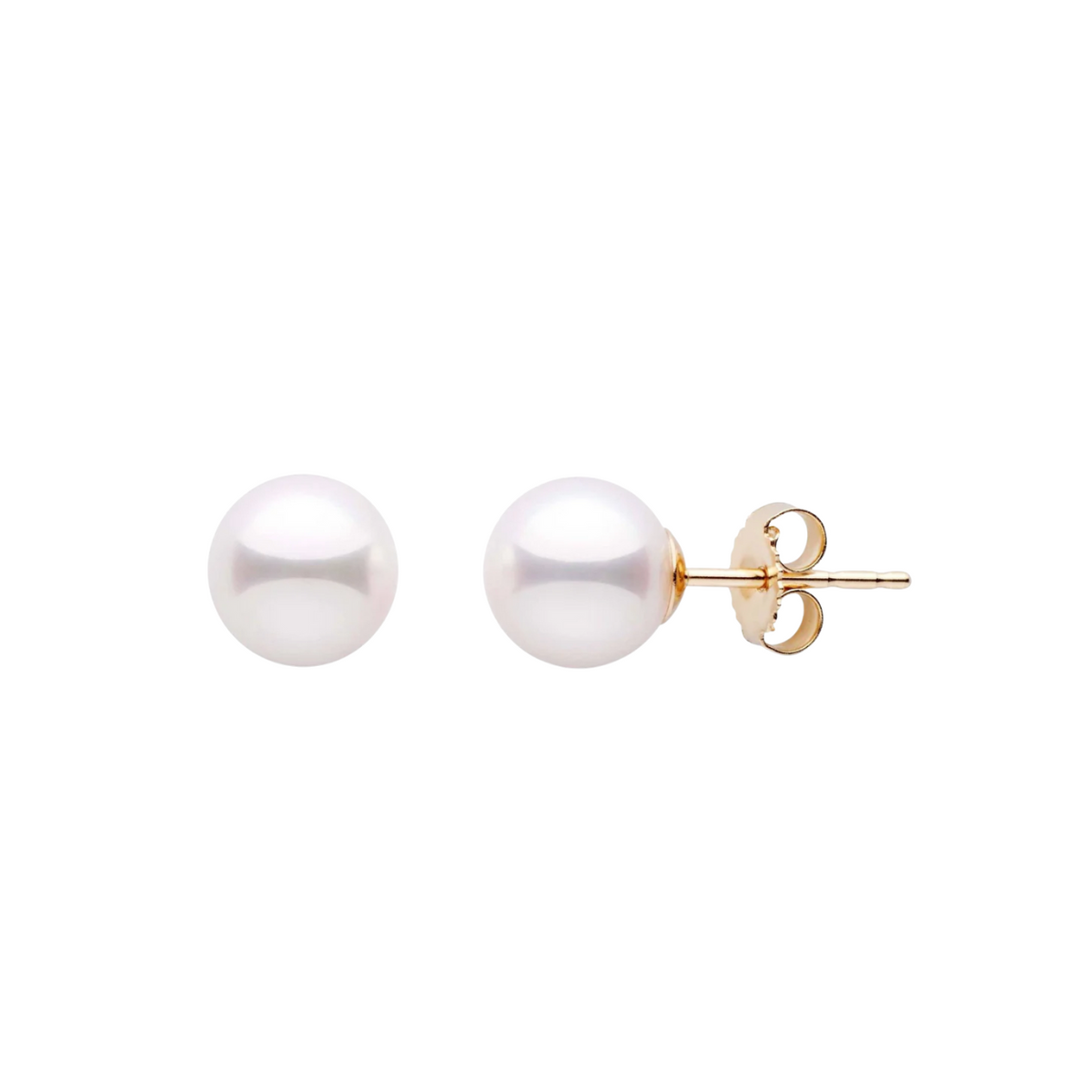 Mastoloni Jewelry - Mastoloni Akoya Pearl 18K Yellow Gold 7-7.5mm White A Pearl Stud Earrings | Manfredi Jewels
