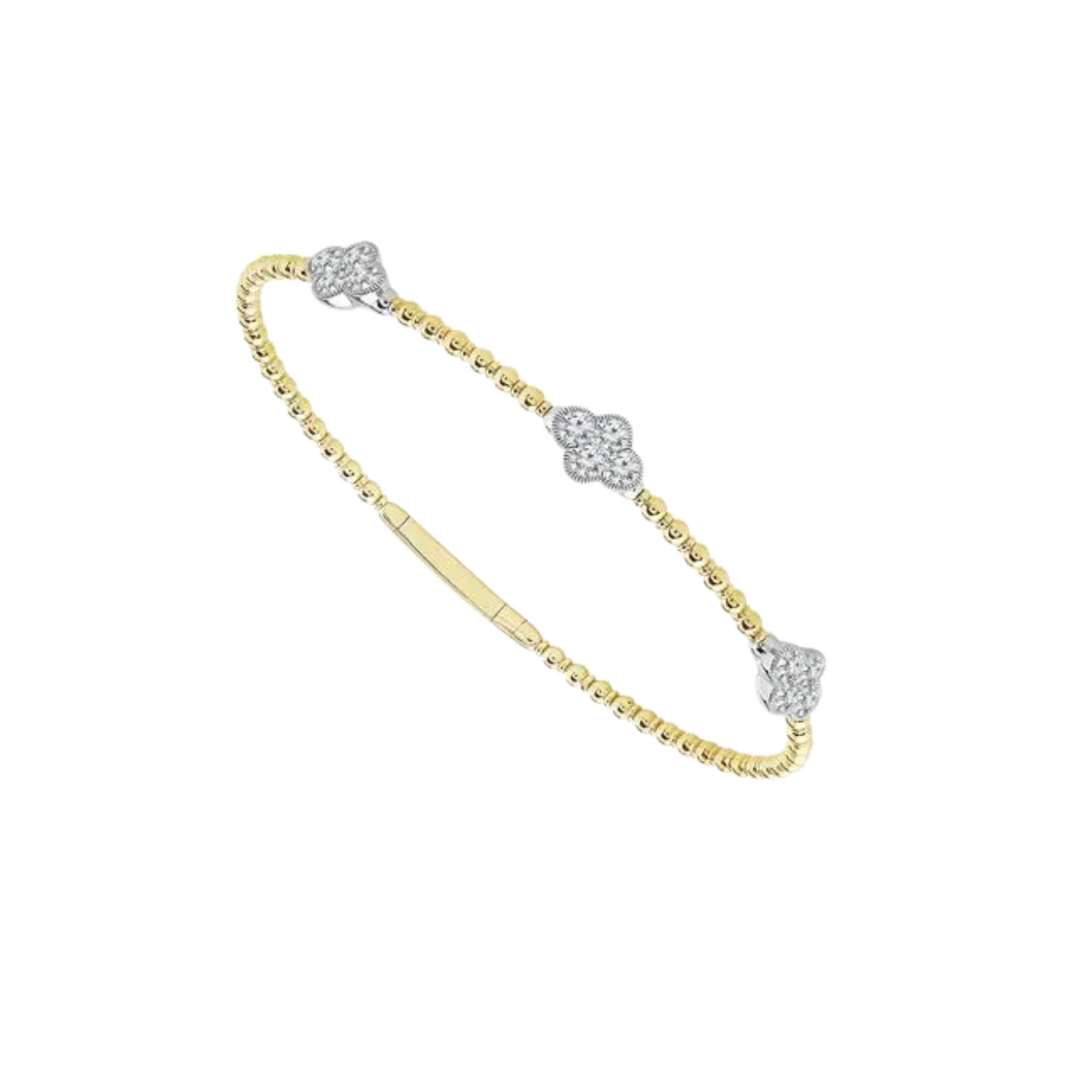 Manfredi Jewels Bracelet - 14K Yellow Gold & Diamond Three Clover Station Bangle Bracelet | Manfredi Jewels