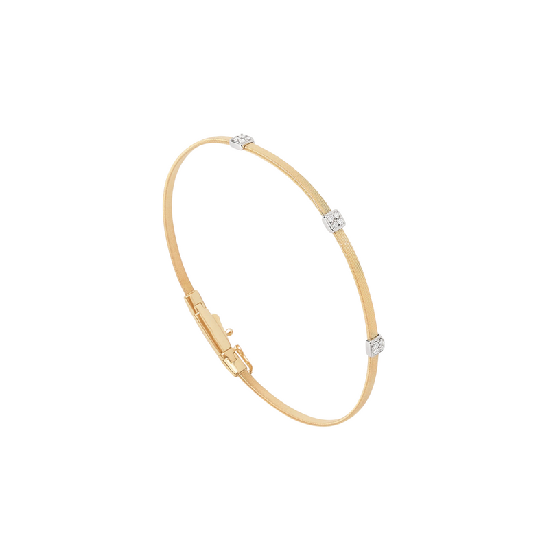 Marco Bicego Jewelry - Masai Small Three Station 18K Yellow Gold Diamond Bracelet | Manfredi Jewels