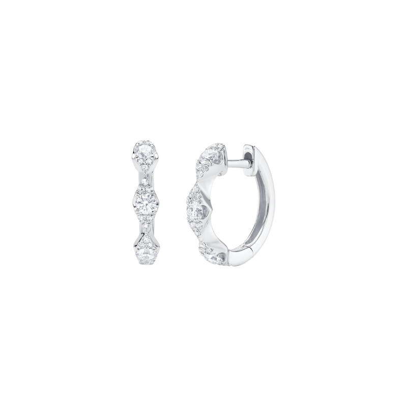 14K Yellow Gold & Diamond Huggie Hoops