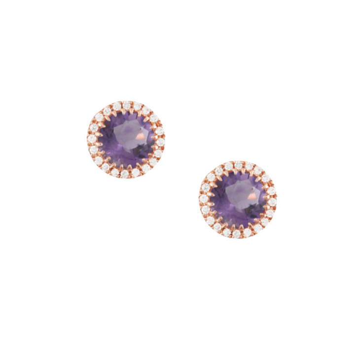 Doves Jewelry - 18K Yellow Gold Diamond & Amethyst Earrings | Manfredi Jewels