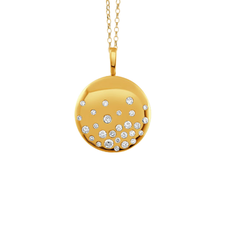 Doves Jewelry - 18K Yellow Gold & Diamond Pouf Pendant | Manfredi Jewels