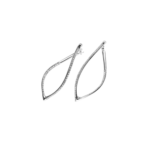 18K White Gold & Diamond Navettes Earrings