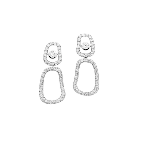 18K White Gold & Diamond Puzzle Earrings