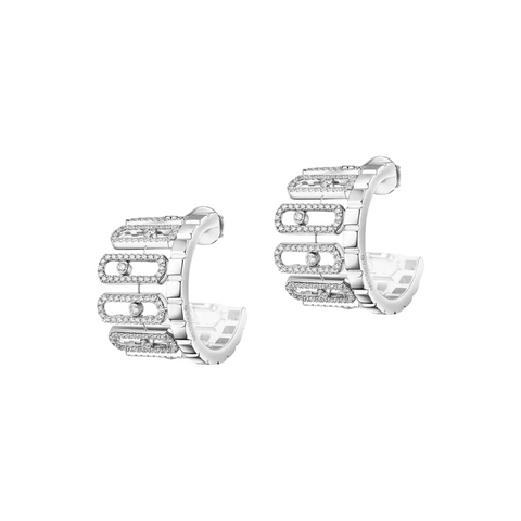 Move 18K White Gold & Diamond Iconica Pavé Earrings