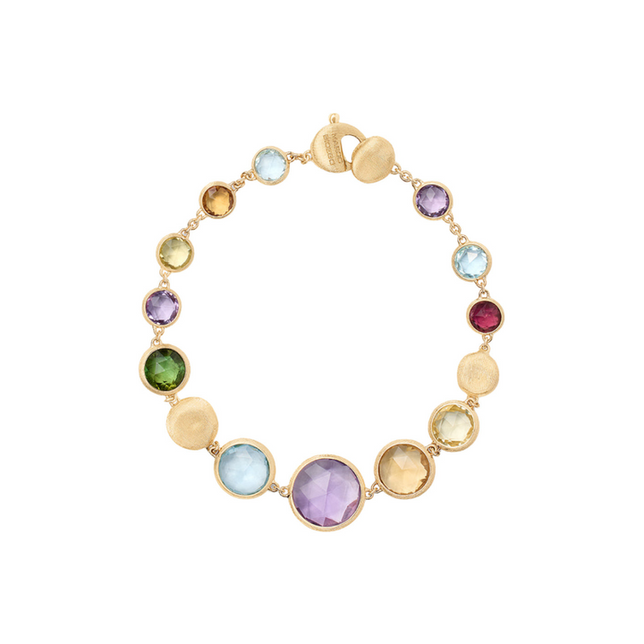 Marco Bicego Jewelry - Jaipur Color 18K Yellow Gold Graduated Single Strand Mixed Gemstone Bracelet | Manfredi Jewels