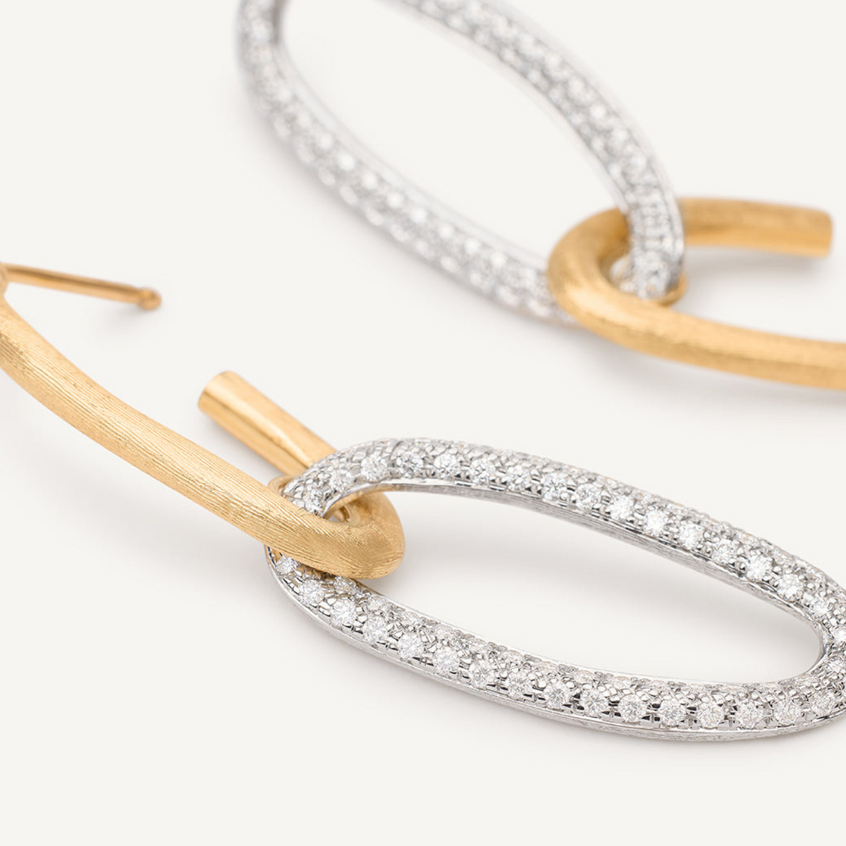 Marco Bicego Jewelry - Jaipur Link 18K Yellow Gold Oval Double Link Diamond Earrings | Manfredi Jewels