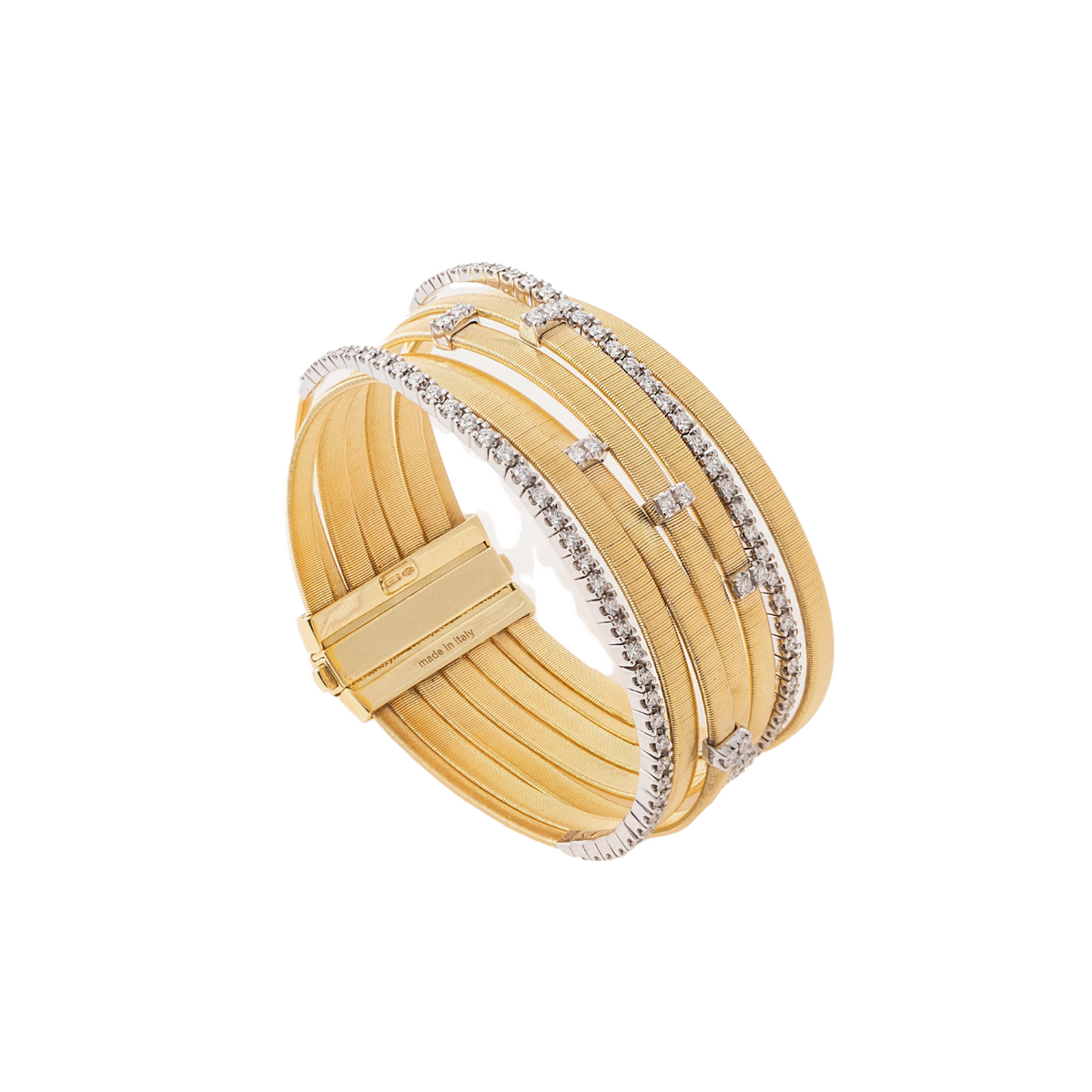 Marco Bicego Jewelry - Masai Collection Seven Strand 18K Yellow Gold Diamond Bracelet | Manfredi Jewels