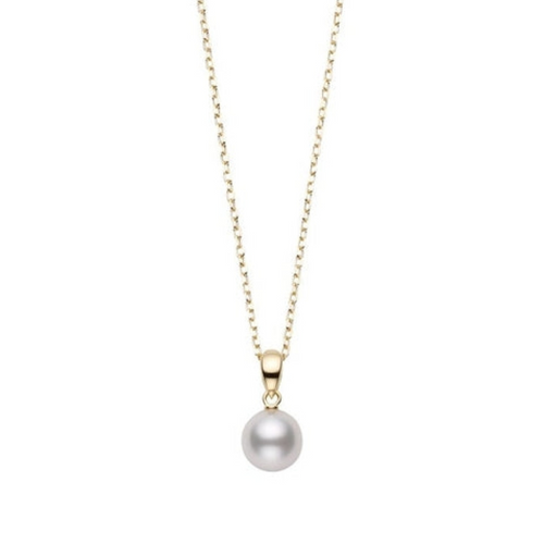 Morning Dew 18K Yellow Gold Akoya Cultured Pearl Pendant Necklace
