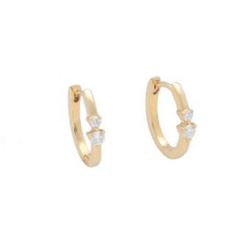 Huggie 14K Yellow Gold Diamond Earrings