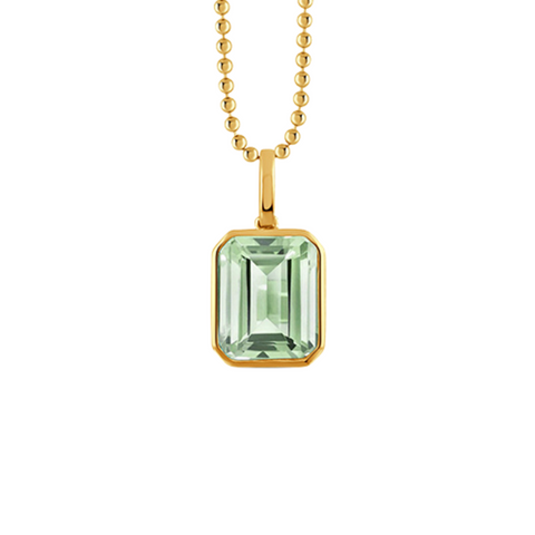 18K Yellow Gold Pendant with Green Amethyst Center