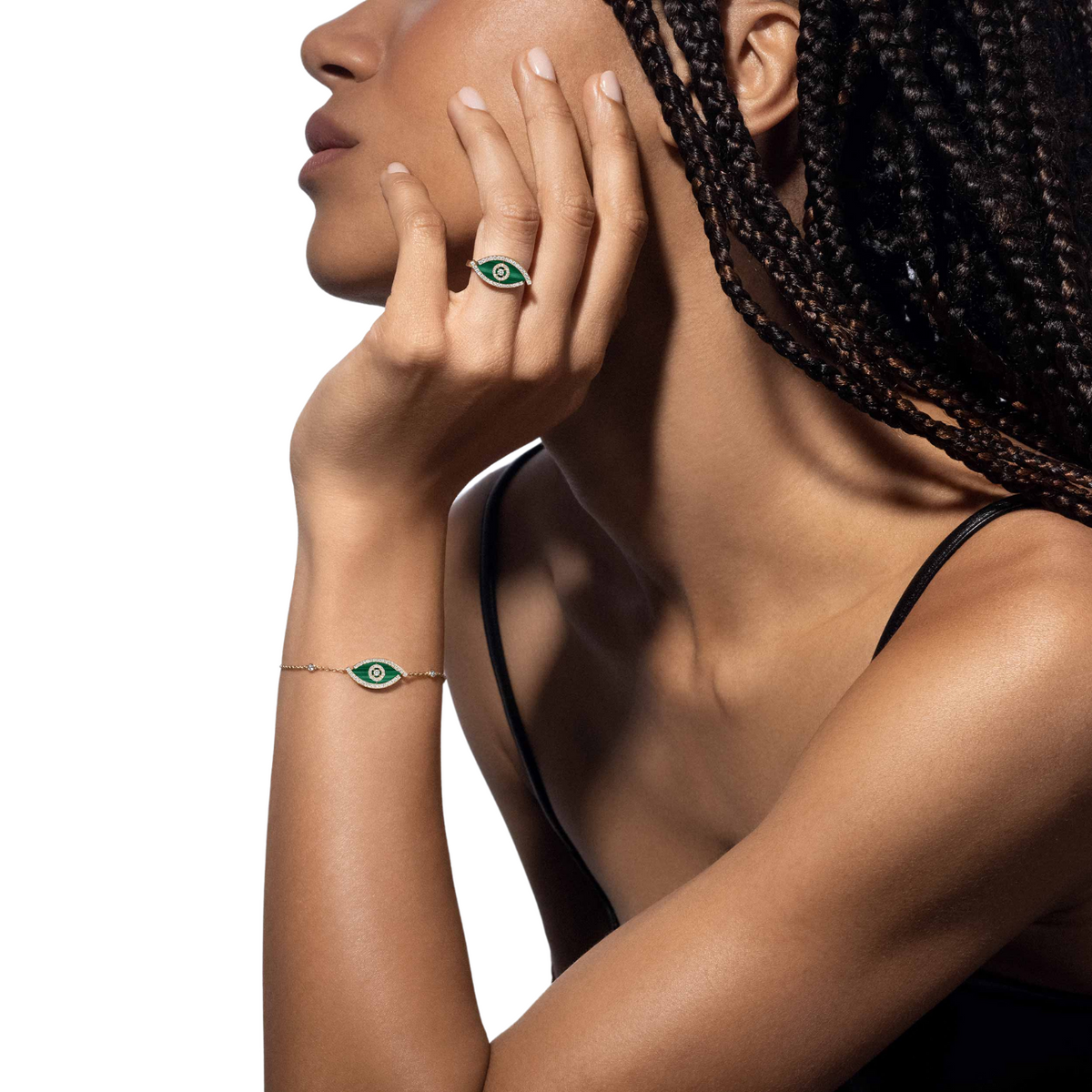 Messika Jewelry - Lucky Eye 18K Yellow Gold Malachite & Diamond Bracelet | Manfredi Jewels