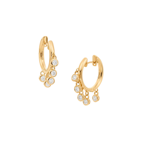 18K Yellow Gold & Diamond Moonlight Dangle Hoop Earrings