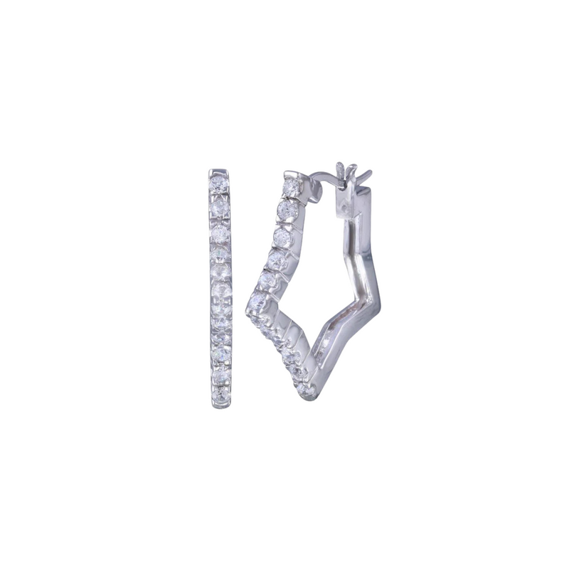 18K White Gold & Diamond Hoops