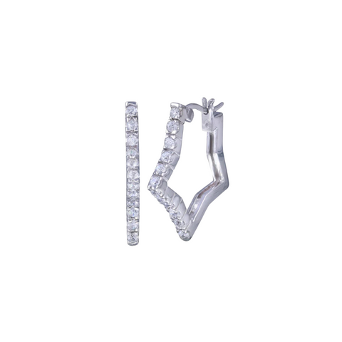 18K White Gold & Diamond Hoops