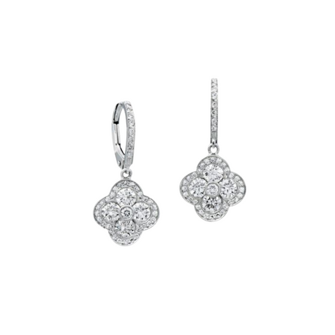 Fluer 18K White Gold Diamond Drop Earrings