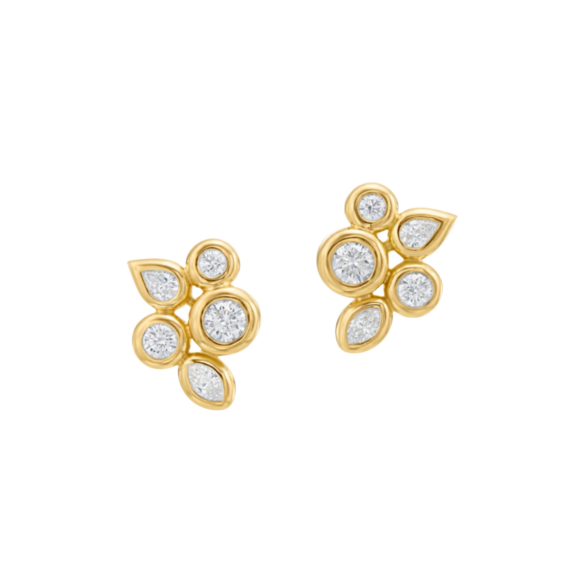 Gumuchian Jewelry - 18K Yellow Gold Diamond ’Moonlight’ Stud Earrings | Manfredi Jewels