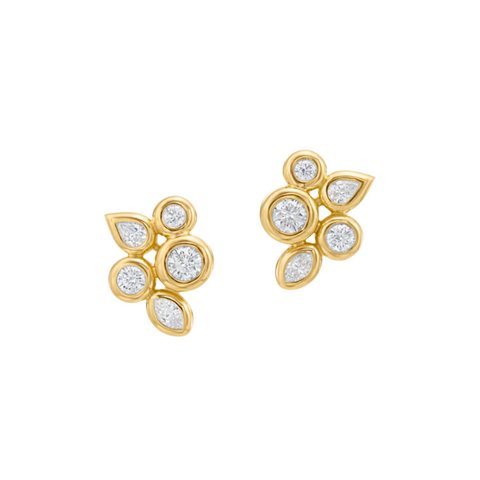 18K Yellow Gold Diamond "Moonlight" Stud Earrings