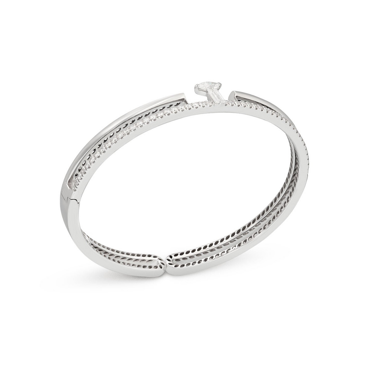 Miseno Jewelry - Procida 18K White Gold Pavè Diamond Bangle Bracelet | Manfredi Jewels