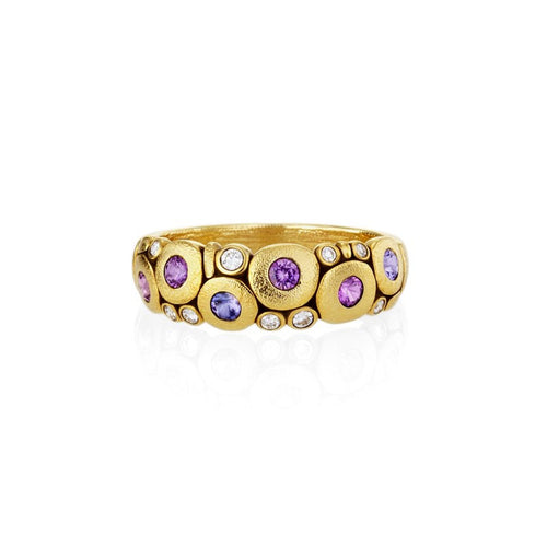 Alex Sepkus Jewelry - Candy 18K Yellow Gold Pink Sapphire Diamond Dome Ring | Manfredi Jewels