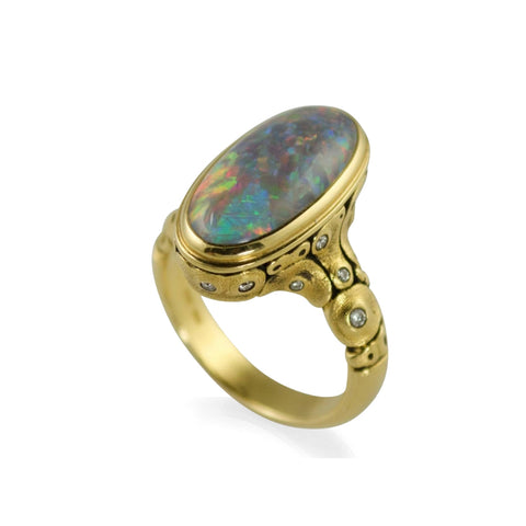 Lake Garda 18K Yellow Gold Opal Diamond Ring