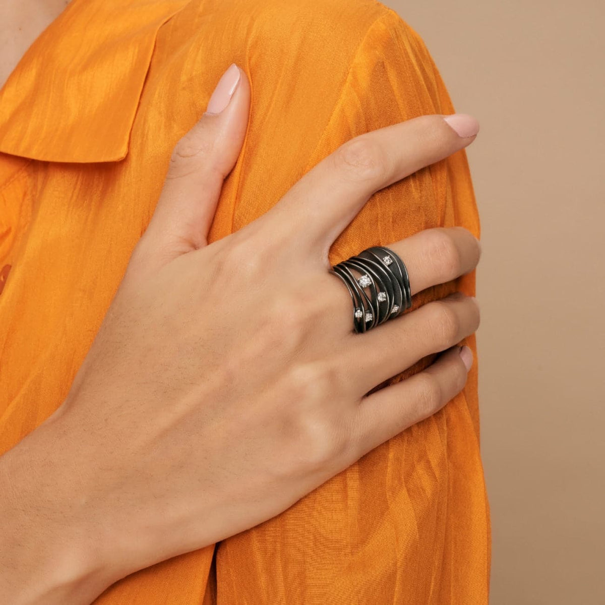 Cammilli Firenze Jewelry - Dune 18K Orange Apricot Gold Diamond Ring | Manfredi Jewels
